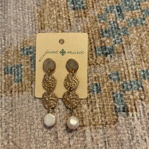 Anne Marie Gold and White Hoop Earrings